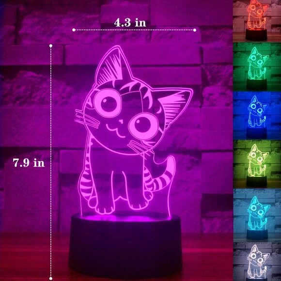 Table Lamp - Kitty Cat Night Light -7 Colors - Picture 2 of 6